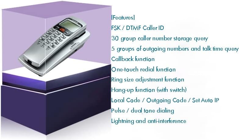 SDFGH modni telefonski telefonski telefon sa FSK / DTMF ID pozivatelja, podešavanje melodije zvona, povratni povratni poziv za kućnu