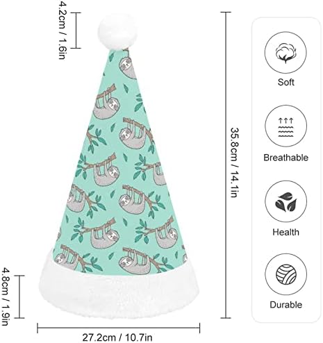 Životinje lijenost Božić šešir meka pliš Santa kapa Funny Beanie za Božić Nova Godina svečana zabava