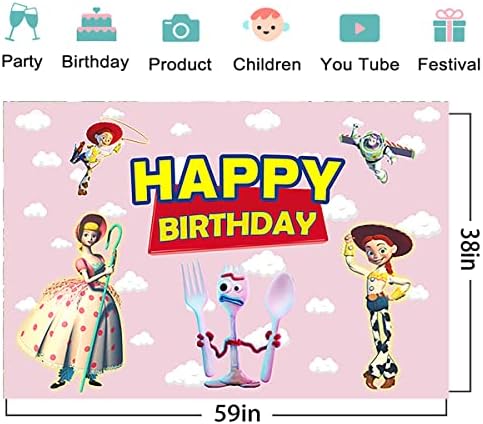 Ružičasto-bijela pozadina oblaka za rođendanske potrepštine Jessie Story Banner za dekoracije zabave igračka Baby Shower fotografija