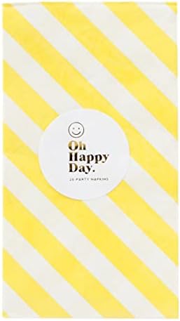Oh Happy Day papirnate salvete pakovanje od 10 bijelih i žutih dijagonalnih pruga salvete za večeru