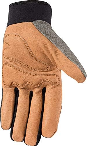 Wells Lamont muške teške kožne palmine hibridne Spandex radne rukavice, X-velike, sive