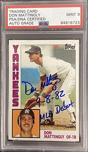 Don Mattingly potpisao 1984. godine 8 Rookie 9/8/82 MLB Debit INSC PSA / DNA auto 9 - bejzbol autografne kartice