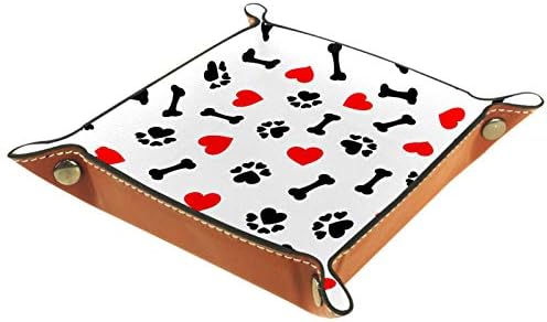 Lyetny Dog Bone Paw Heart Organizator za skladištenje ladica Bedside Caddy Desktop ladica Promjena tipke Novčanik Coin Box Play Storay Valet, 20.5x20.5cm