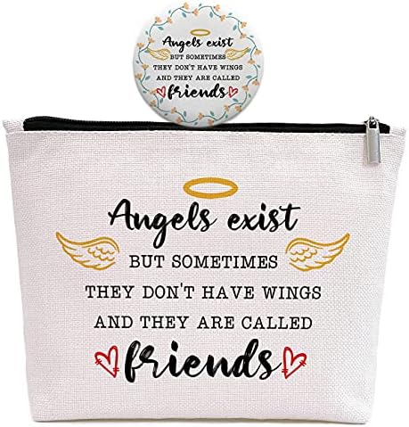 Gevguxluo prijatelji pokloni za žene, rođendanski pokloni za najboljeg prijatelja Bestie, prijateljstvo odlazi pokloni za prijatelje BFF sestra, anđeli postoje-torba za šminkanje poklon za prijatelja