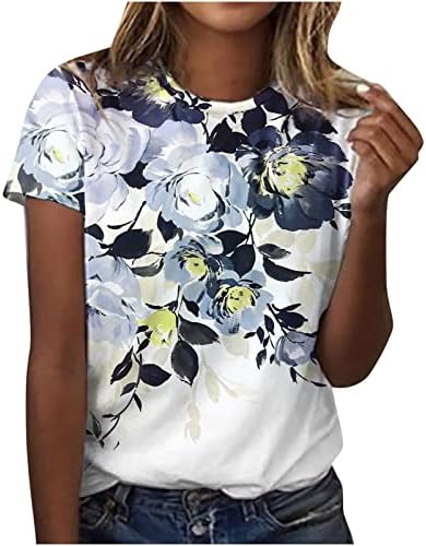 Ženske kratkih rukava cvjetni grafički bluze Thirt vrat čamca Ležerne prilike ljeti 2023 Mekana udobna odjeća DS