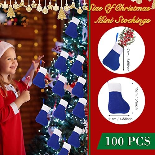 SEETANN 100 PCS MINI Božićne čarape Bulk Božićni kolega Pokloni Djelatnici Ured Božićni dekor Xmas Dekor za dekor stabla za školsku