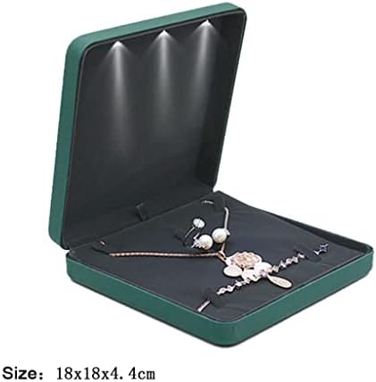 CXDTBH PU kožna ogrlica za prikaz sa LED svijetlosvjedljenim naušnicom poklon kutija za prikaz vjenčanica Organizator nakita