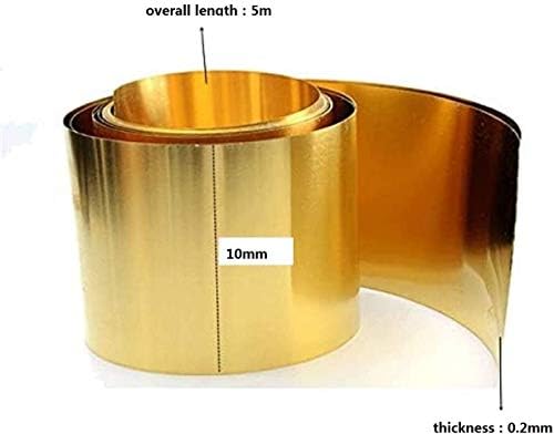 XUNKUAENXUAN metalna bakrena folija H62 tanka ploča od lima od mesinga bakarnog lima za obradu metala, Debljina: 0. 2 mm Dužina: 5m, Širina: 20mm mesing ploča