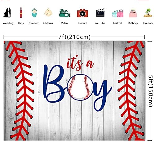 Lofaris 7x5ft Bejzbol to je dječak Baby tuš pozadina za dječaka naš mali novajlija je na qay Banner siva rustikalno Drvo Bejzbol Party