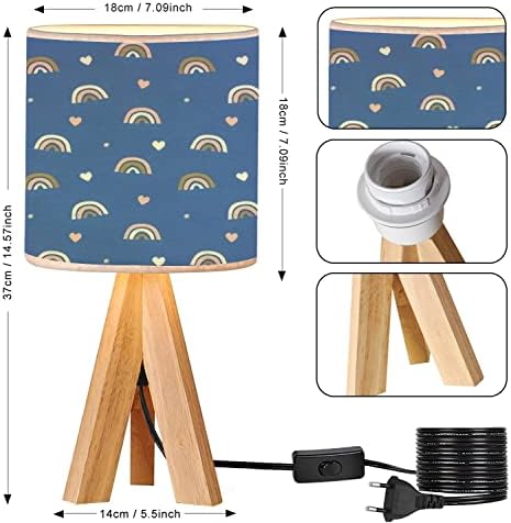 Oepwqiwepz stativ noćni stol stolna lampa Blue Rainbow bešavni tuš za umotavanje pape Scandi srce jednostavna drvena lampa za noćni