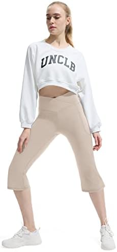 DloodA ženske tamke sa džepovima-crossover visokog struka bootcut yoga hlače-trbuh kontrola zvona donje tajice