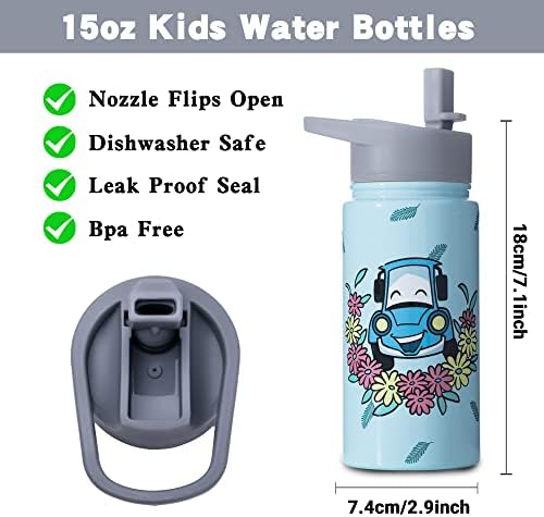Weboia Car Water Boce za boce za školske izolirane čaše za rođendanski pokloni za dječake od nehrđajućeg čelika žute boce za vodu