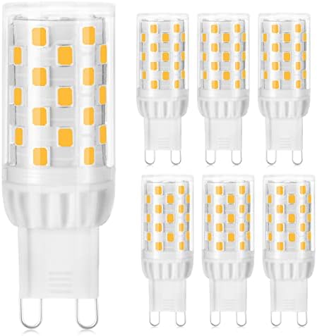 RuLEDne zatamnjiva G9 LED sijalica T4 G9 osnovne sijalice, 3000k meka topla bijela svjetlost ekvivalentna 40W 50W halogene sijalice, 5W 500LM AC 120V bez treperenja 360 stepeni ugao, G9 led lampa, 6 pakovanje