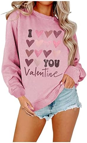 Valentinovo dukserica za žene zabavno tiskovina majica dugih rukava pulover na vrhu ležerne duksere za posade