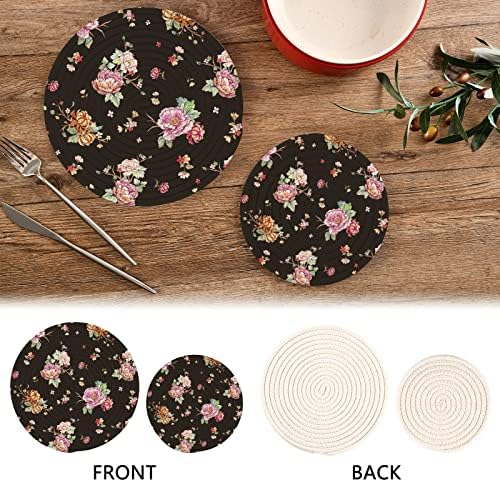 Flowers Alaza cvjetni božuri Chrysanthemum Sakura Cherry Blossom nosači lonača Trivets Set 2 kom, Pojedinači za kuhinje, pamučne podmornice