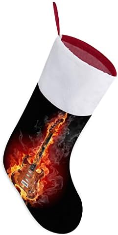 Flaming Električna gitara personalizirana božićna čarapa Početna KMMASA Drvo Kamin Viseće ukrase