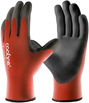 COOLJOB crvene velike PU obložene radne rukavice za muškarce žene & amp ;radne rukavice sa saćem(pakovanje od 3)