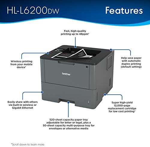Brother HL-L6200DW bežični jednobojni laserski štampač sa obostranim štampanjem