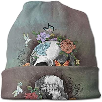Cvijet šećer Skull Beanie šešir za odrasle Lobanja kapa toplo Slouchy pleteni šešir pokrivala za glavu poklon za muškarce žene