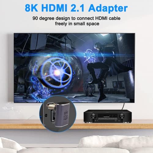 XMSJSIY 8K HDMI produžni adapter muški do ženskog desnog ugla 90 stepeni UTRA podržava podršku velike brzine 8k @ 60Hz / 4k @ 120Hz, 7680x4320p, 3D, HDR, luk, računar, monitor, TV - 2pcs