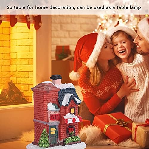 Liyjtk Božićna smola Kuća LED toplo svjetlo Mikro pejzažno smola ukras za kuću Božićni kreativni poklon kuća ukrasi za spavaće sobe