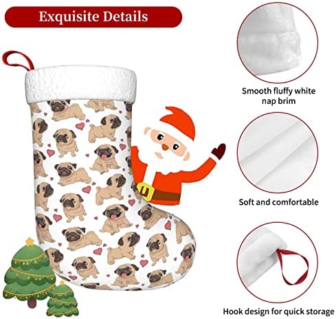Yoigng slatka pug pasa božićna čarapa Xmas Čarape Klasični odmor za uređenje kamina viseći čarapa