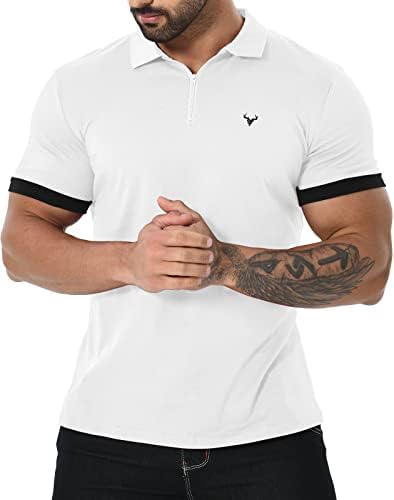 Kuyigo muške kratke rukave polo majice četvrt-zip casual slim fit polo majica