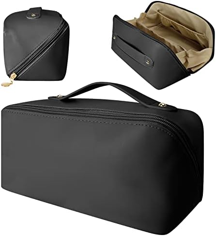 WJTYMX prijenosna kozmetička torba s ručkom i razdjelnikom, 2022 Nova putna kozmetička torba velike kapacitete, putni šminka, PU kožna