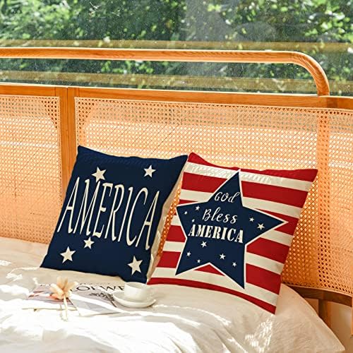 Set od 4 Patriot-ov jastuk za bacanje 18x18 inča 4. jastuk na dan zasjedanja na dan nezavisnost.