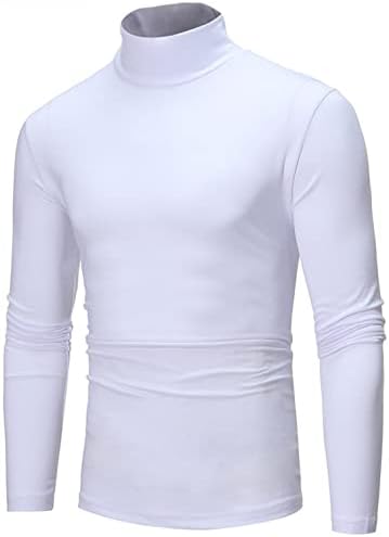 XXBR turtleneck pulover za muške, 2021 jesen elastični pamuk tanak-fit solidna boja Osnovni vrhovi topline donje košulje