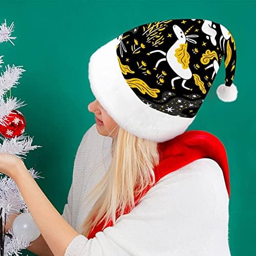 Slatka jednorozi sa bijelim i žutim zvijezdama Božić šešir Santa šešir Funny Božić kape Holiday Party kape za žene / muškarci