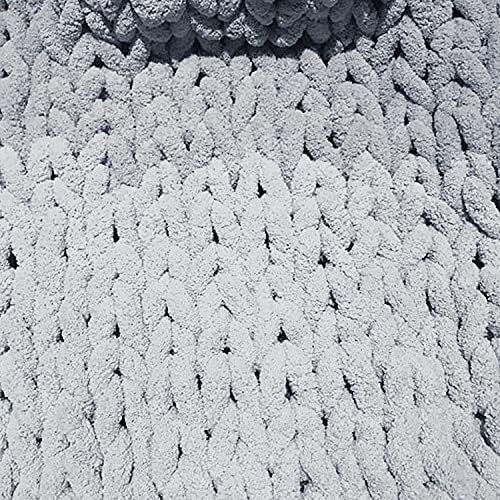Chunky vuna za pletenje 300g, Chunky Yarn heklani pokrivač DIY gruba vuneni pokrivač ledene trake zadebljane bez lopte bez gubitka kose, ručno perivo u mašini za pranje (Veličina :tamno siva