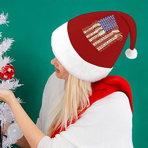 Američka zastava dizajn gitara pliš Božić šešir Naughty i lijepo Santa kape sa pliš obodom i Comfort Liner Božić ukras