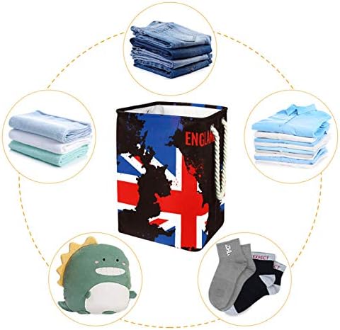 DEYYA vodootporne korpe za veš visoke čvrste sklopive korpe za štampu Engleske zastave za odrasle tinejdžere i djevojčice u spavaćim sobama kupatilo