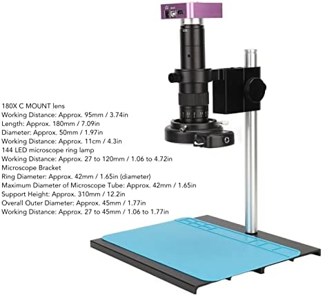 Komplet kamera za mikroskop, HD 100-240V kamera za mikroskop 180x CMount objektiv široka primjena za satove