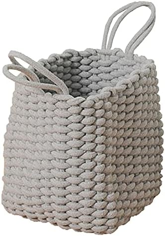 PMH korpa za veš, pletena korpa od pamučnog užeta, sa ručkama organizacija i kanta za odlaganje, meki prirodni i siguran materijal,bež