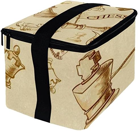 GUEROTKR torba za ručak za muškarce, izolovana kutija za ručak, kutija za ručak za odrasle,Vintage Chess Brown uzorak