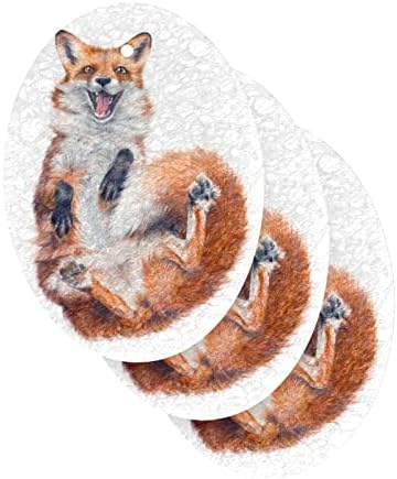 Alaza Slatka lisica životinja Print Prirodne spužve Kuhinjski celulozni spužva za jela Perilica kupaonica i čišćenje domaćinstava,