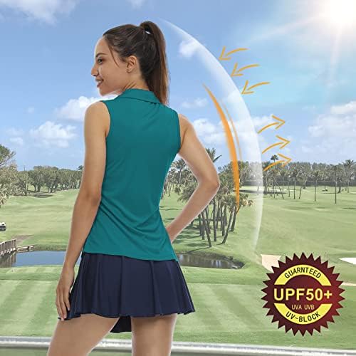 Lastfor1 Polo golf majice bez rukava bez rukava Brzi suhi 50+ UV zaštita V-izrez sa ovratnikom Lagani tenis tendera