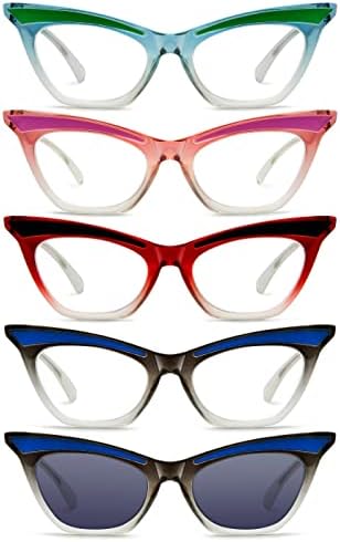 Reducblu 5 pakovanja elegantne naočare za čitanje mačjih očiju za žene-Cute Ladies Reader