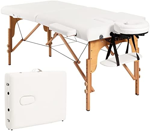 LIRUXUN 84 L prijenosni masažni stol podesiv za Spa krevet tetovaža sa torbicom za nošenje Bijela