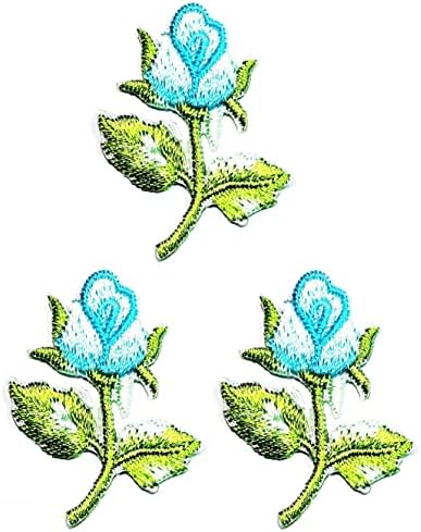 Kleenplus 3kom. Mini plava ruža crtani film vezeni gvožđe na šiju na značku za farmerke jakne šeširi ruksaci majice naljepnica cvijeće aplikacije & dekorativni flasteri
