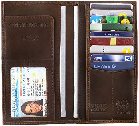 F& L klasični muški RFID Vintage Look premium prava koža dugi Bifold novčanik čekovna knjižica Novčanici, buffalo vintage koža