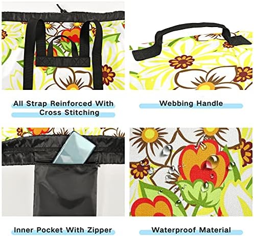 Cvjetna torba za pranje veša Heavy Duty ruksak za pranje veša sa naramenicama i ručkama putna torba za veš sa zatvaračem na vezice