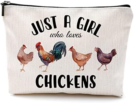 OHSUL samo djevojka koja voli piliće torba za šminkanje, smiješna karikatura za piliće i kokoške kozmetička torba putna torbica,pokloni ljubitelja piletine, pokloni za tinejdžerke za žene, Pokloni za kćeri