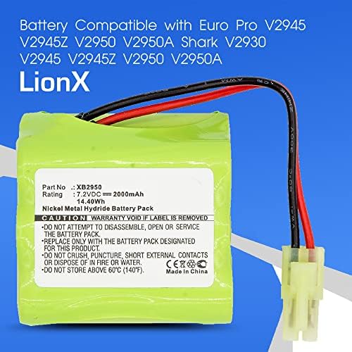 Zamjena baterije za usisavač Euro PRO V2945 V2945Z V2950 V2950A SHARK V2930 V2945 V2945Z Euro Pro Shark XB2950 2000mAh / 14.40WH 7.2v Ni-MH Green Lionx