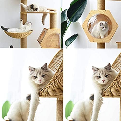 Haieshop Cat Tree Condo Stub Za Grebanje Mačka Kula Od Punog Drveta Drveni Sisal Pojas Gnijezdo Mačka Vila Penjački Okvir Za Mačke