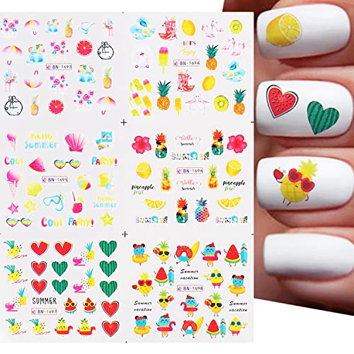 Ljetne naljepnice za nokte Fruit Water Transfer nail art naljepnica naljepnica za umjetnost noktiju ananas Tropski list odmor na plaži