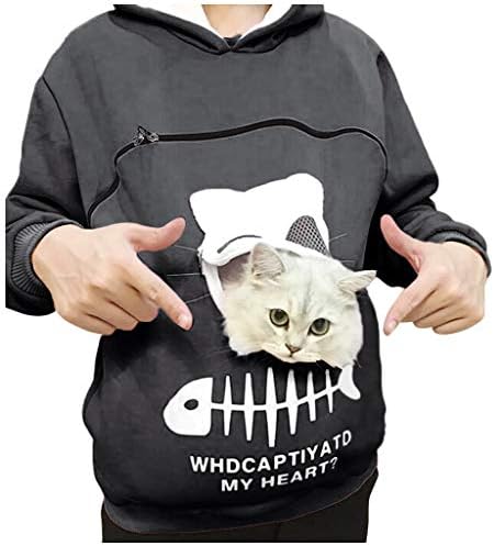 Mackneog Pass Touch Hoodie Kitten Print Cat Kengaroo torbica kućne ljubimce za kućne ljubimce Kućice za pse Slatke dukseve
