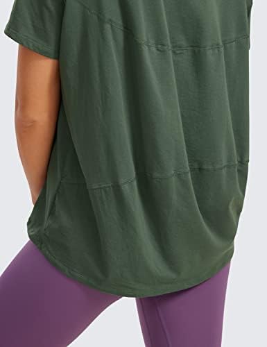 CRZ joga ženske pima pamučne majice s kratkim rukavima labavi fit teretana T-majica Atletski casual vrhovi
